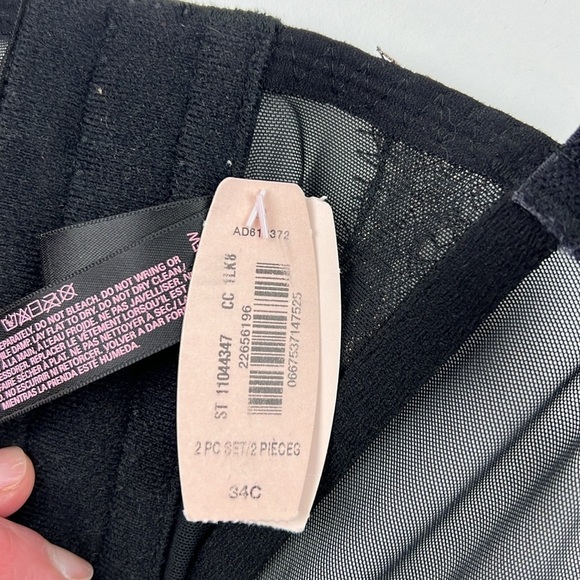 NWT Victoria's Secret Black Pink Chantilly Lace Corset Bustier Size 34C - Picture 7 of 10